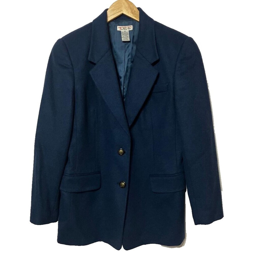 Vintage Talbots Blazer 100% Camel Hair 2-Button Navy Blue Italy Made 8